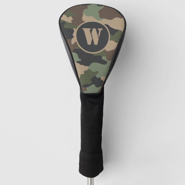 Couvre-club De Golf Camouflage Camo Militaire Kaki Vert Tan Monogramme (Devant)