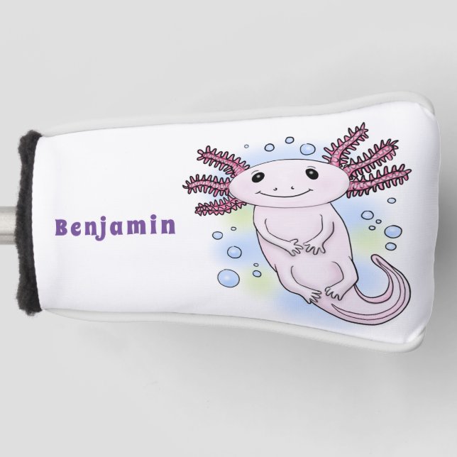 Couvre-club De Golf Caricature axolotl rose adorable (Devant)