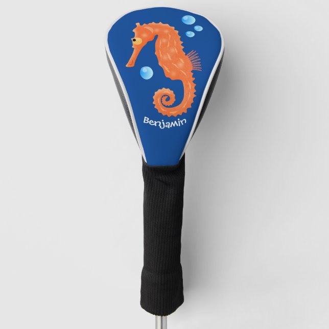Couvre-club De Golf Caricature de bulles d'hippocampe orange (Devant)