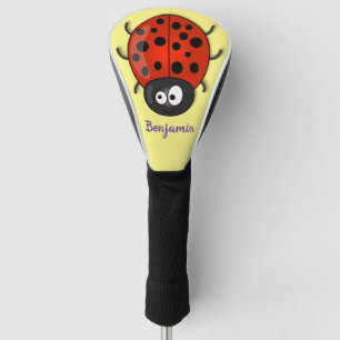 Couvre-club De Golf Caricature de coccinelle rouge joyeux