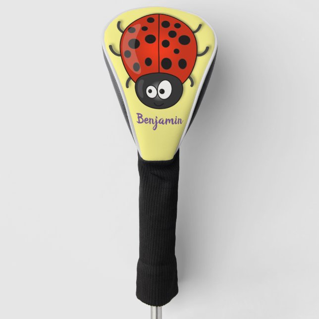 Couvre-club De Golf Caricature de coccinelle rouge joyeux (Devant)