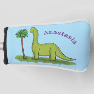 Couvre-club De Golf Caricature de dinosaure de brontosaurus vert migno