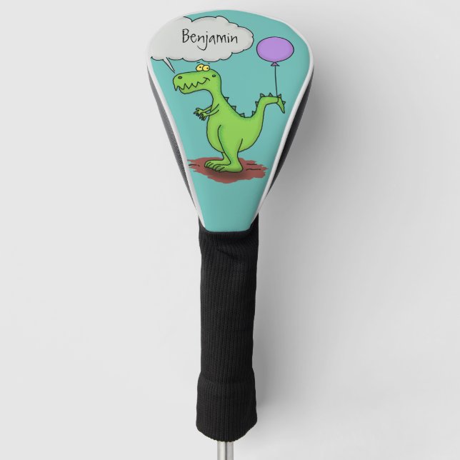 Couvre-club De Golf Caricature de dragon dragon drôle et vert respiran (Devant)