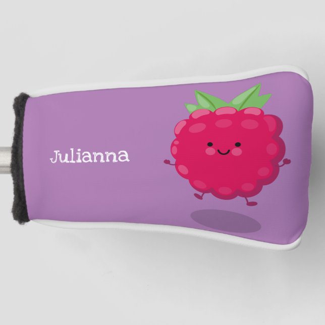 Couvre-club De Golf Caricature de framboise très heureuse (Devant)