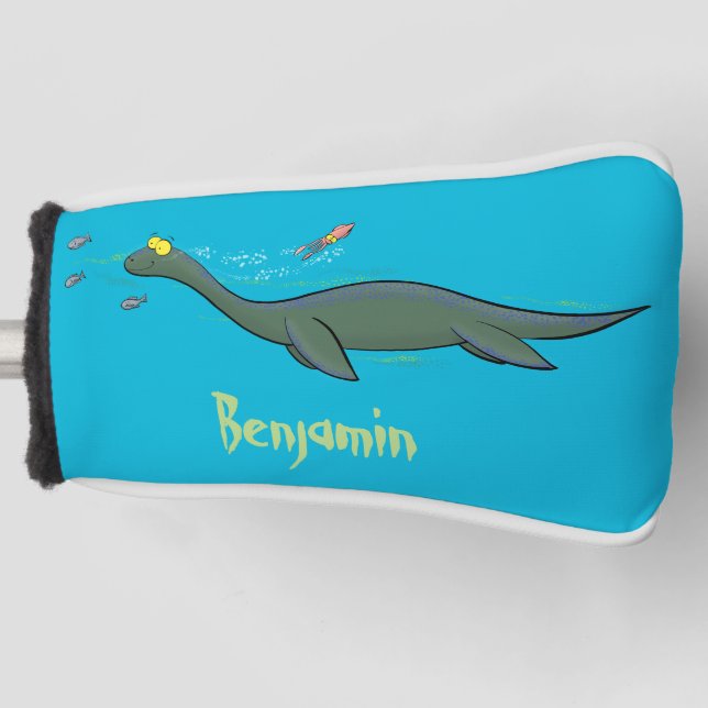 Couvre-club De Golf Caricature de plesiosaure, monstre marin mignon et (Devant)