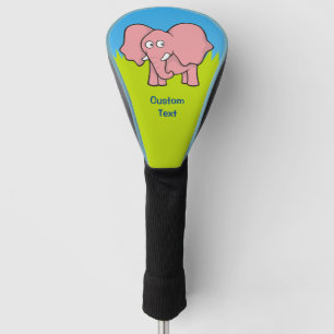 Couvre-club De Golf Caricature d'éléphant rose