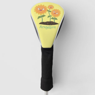 Couvre-club De Golf Caricature joli tournesol souriant illustration