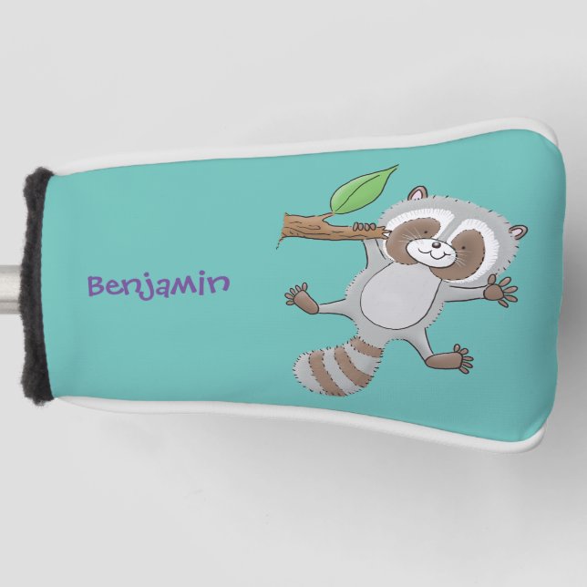 Couvre-club De Golf Caricature pour bébé au raton laveur joyeux (Devant)