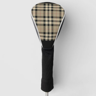 Couvre-club De Golf Casquette De Golf Classique Beige Et Noir Plaid