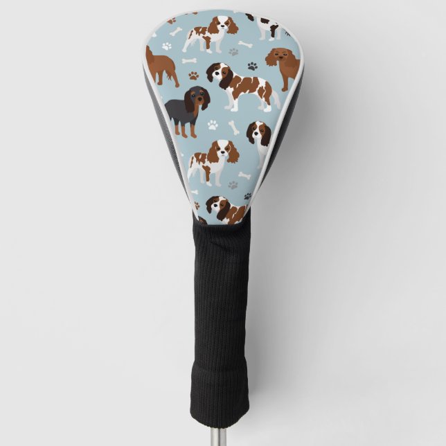 Couvre-club De Golf Cavalier King Charles Spaniel Paws and Bones (Devant)