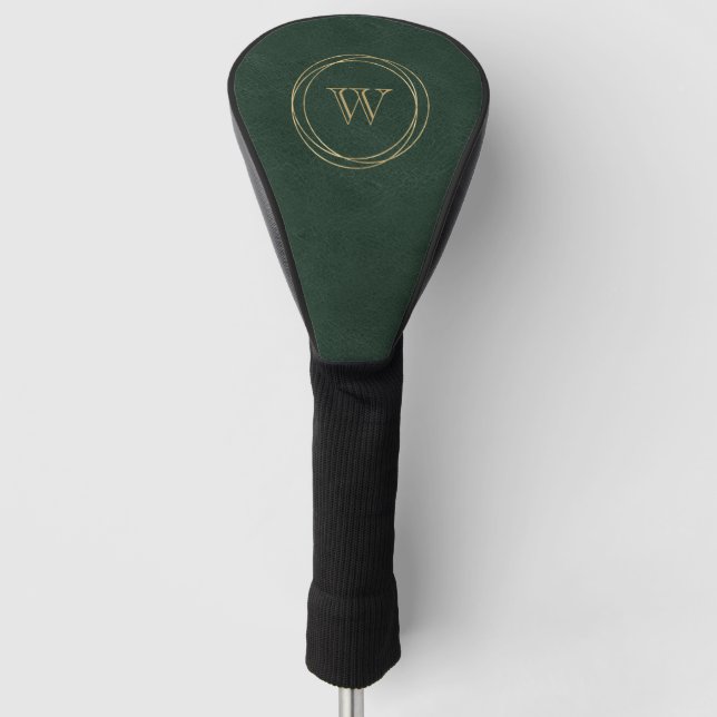 Couvre-club De Golf Cercles d'or Monogramme vert foncé (Devant)