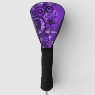 Couvre-club De Golf Cercles rétro et étoiles violets