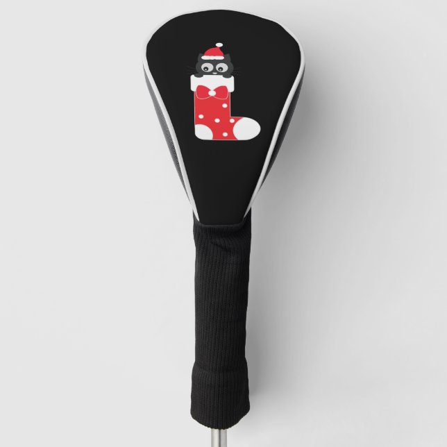 Couvre-club De Golf Chat de Noël dans une réserve (Devant)