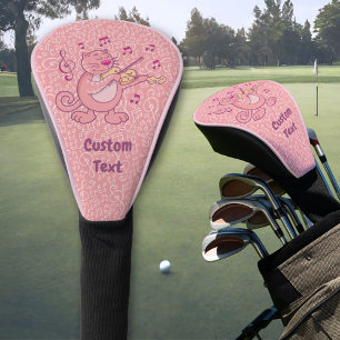Couvre-club De Golf Chat rose avec couverture de tête de golf violon
