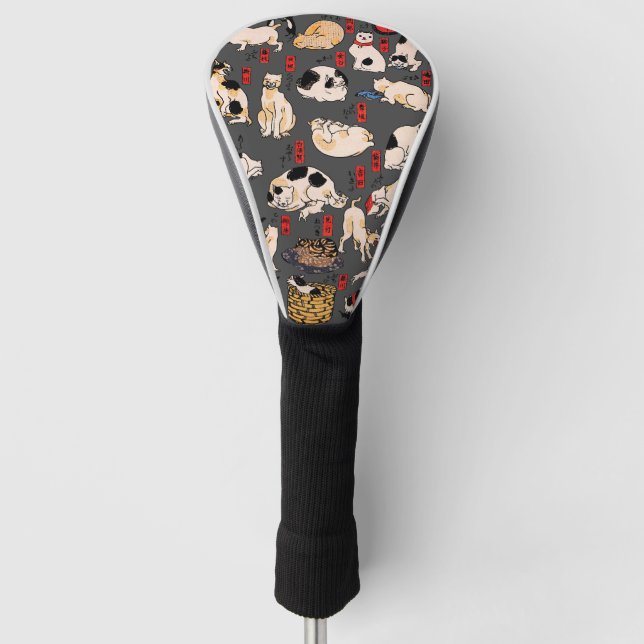Couvre-club De Golf chats japonais Ukiyo-e Funny kitty (Devant)