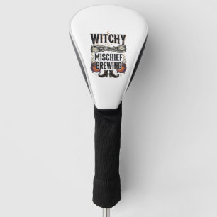 Couvre-club De Golf Chemise sorcière Halloween avec balai et chaudrons