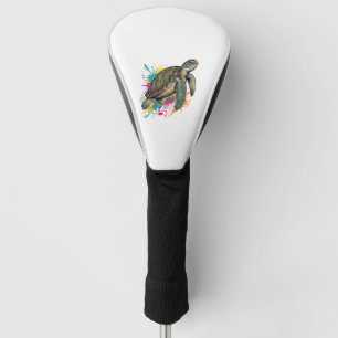 Couvre-club De Golf Chemise Vintage Gravure Tortue de mer Couleur Spla