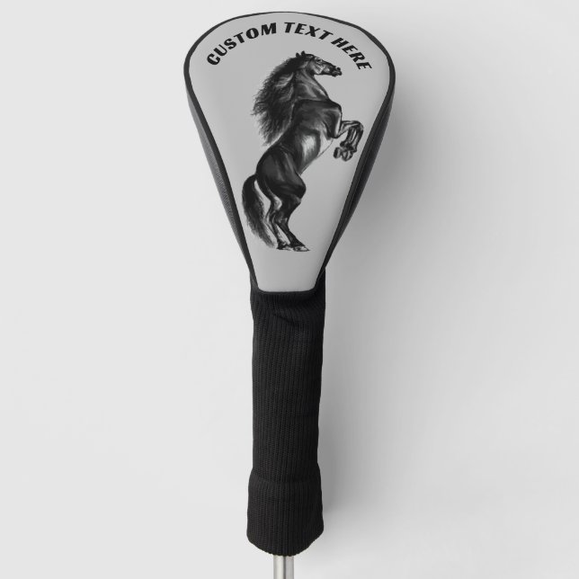 Couvre-club De Golf Cheval Golf Tête couverture avec texte personnalis (Devant)