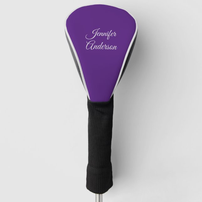 Couvre-club De Golf Chic Calligraphie Elégant Royal Purple Personnalis (Devant)