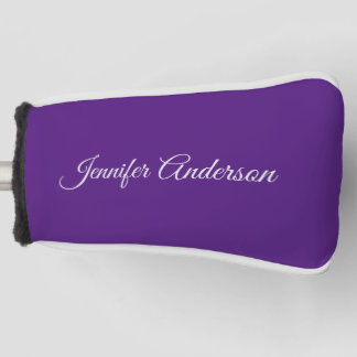 Couvre-club De Golf Chic Calligraphie Elégant Royal Purple Personnalis