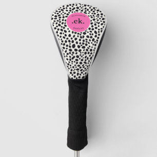 Couvre-club De Golf Chien dalmate Abstrait Motif rose chaud Monogramme