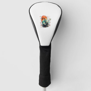 Couvre-club De Golf Chien de Poméranie Jouer Electric Guitar Rock T-Sh