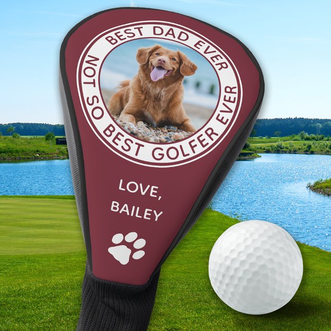 Couvre-club De Golf Chien Meilleur Papa Jamais Rouge Blanc Drôle Photo (Créateur téléchargé)