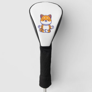 Couvre-club De Golf Chien mignon shiba inu faisant du yoga méditation 