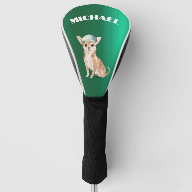 Couvre-club De Golf Chihuahua Chien vert personnel (Devant)