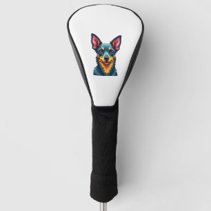 Couvre-club De Golf Chihuahua Peinture Abstraite Couleur Chien Mign