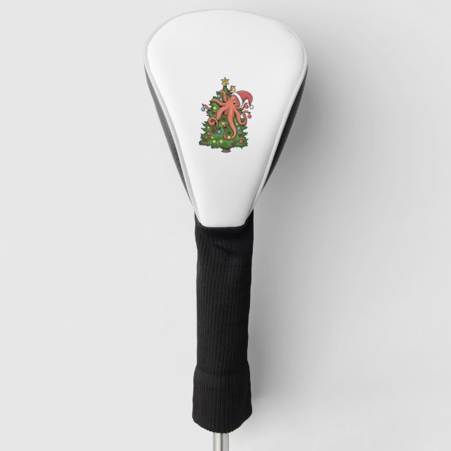 Couvre-club De Golf Christmas Octopus Tshirt Kraken Squid Tree (Devant)