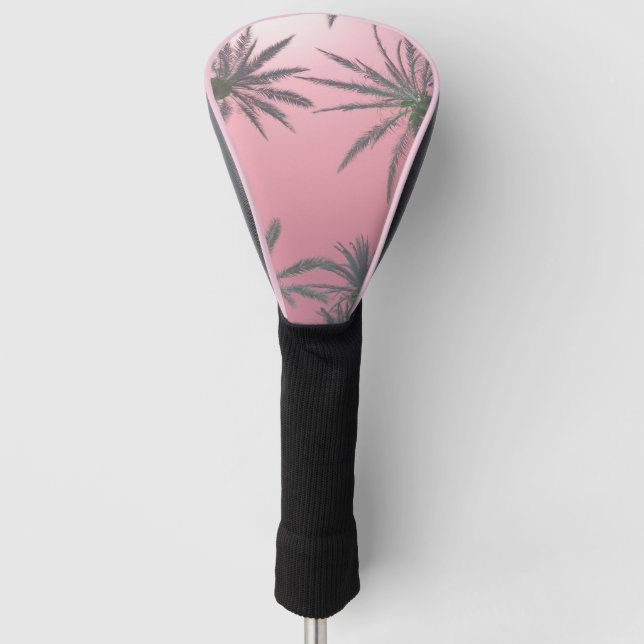 Couvre-club De Golf Ciel d'été rose et palmiers (Devant)