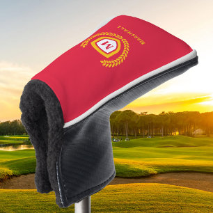 Couvre-club De Golf Cimetière de Logo Monogramme Rouge et Or