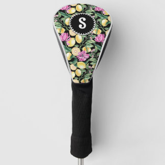 Couvre-club De Golf Citrons et tulipes Motif Floral | Citrus Monogramm
