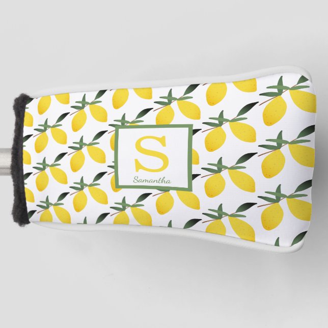 Couvre-club De Golf Citrus de citron Monogramme moderne (Devant)