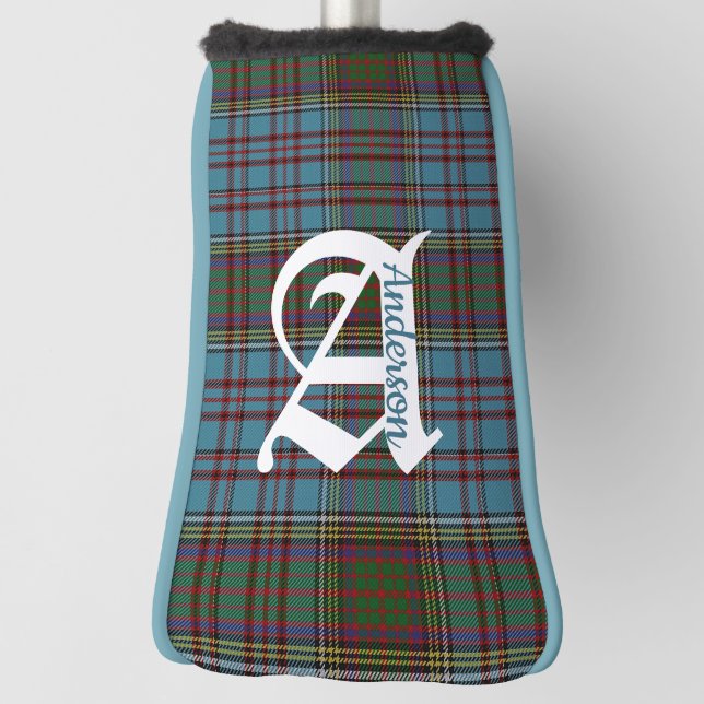 Couvre-club De Golf Clan Anderson Tartan Plaid Monogramme (Tourné à 90°)