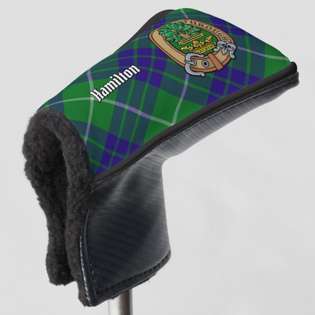 Couvre-club De Golf Clan Hamilton Crest sur la chasse Tartan (Devant 3/4)