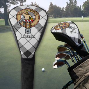 Couvre-club De Golf Clan MacFarlane Crest sur tarte noir et blanc