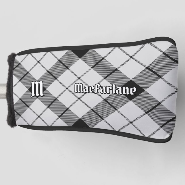 Couvre-club De Golf Clan MacFarlane Tartan noir et blanc (Devant)