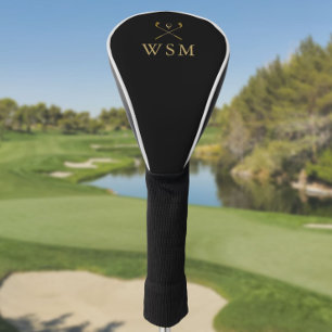 Couvre-club De Golf Clubs de golf à monogramme personnalisé noir et or