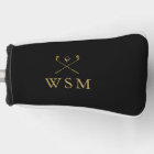 Clubs de golf personnalisés Monogramme Noir et Or