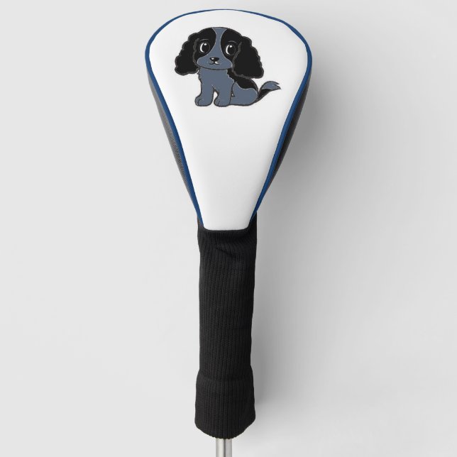 Couvre-club De Golf cocker anglais spaniel bleu roan dessin animé (Devant)