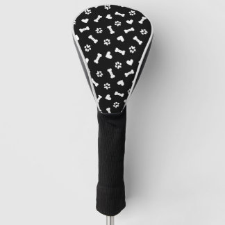 Couvre-club De Golf Coeur Chien Paws Et Os Noir