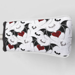 Couvre-club De Golf Coeur d'Halloween avec ailes de chauve-souris noir
