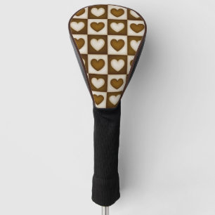 Couvre-club De Golf Cœurs à carreaux dans un chocolat chaud