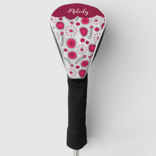 Couvre-club De Golf Coeurs blancs blancs blancs blancs Whimsical fleur