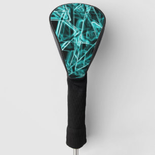 Couvre-club De Golf coins carrés et taches "néon" cyan ou bleu ciel