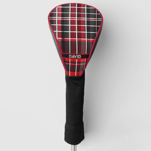 Couvre-club De Golf Collection populaire Abstraite rouge noir plaid (Devant)