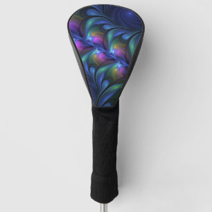 Couvre-club De Golf Coloré Lumineux Abstrait Bleu rose Vert Fractal