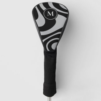 Couvre-club De Golf Conception Abstraite Grise Noire Personnalisée Ini
